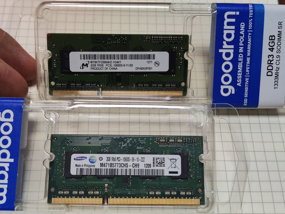 Оперативная память DDR3 2GB Samsung Crucial SODIMM PC3