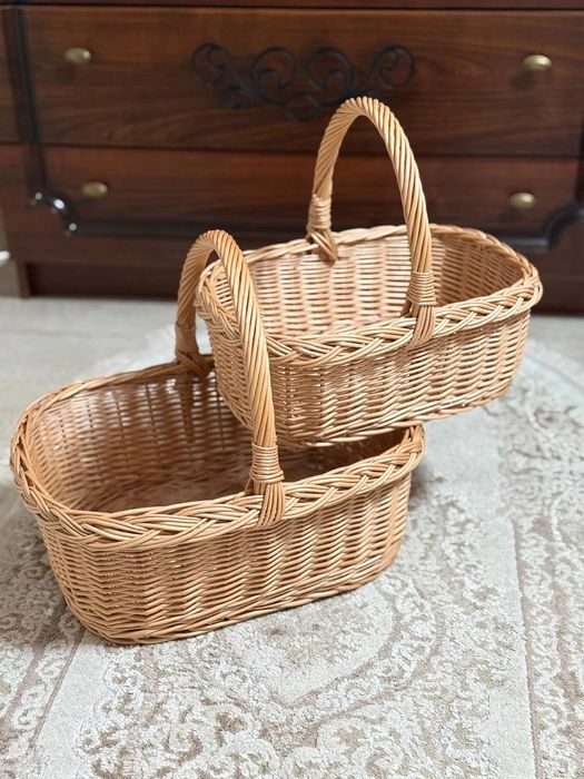 Набір квадратних кошиків Двійка 2 шт плетені з натуральної лози