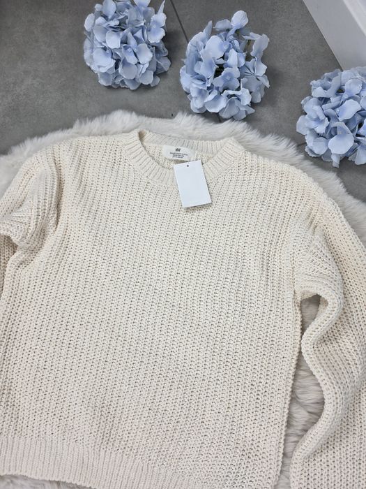 Sweter sweterek beżowy beż kremowy hm H&M 134 140