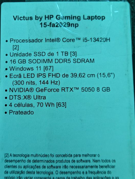 Portátil Gaming HP Victus i5 13420H - RTX5050 - Novo c/garantia