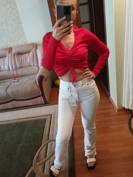 Zara джинсы  білі 34