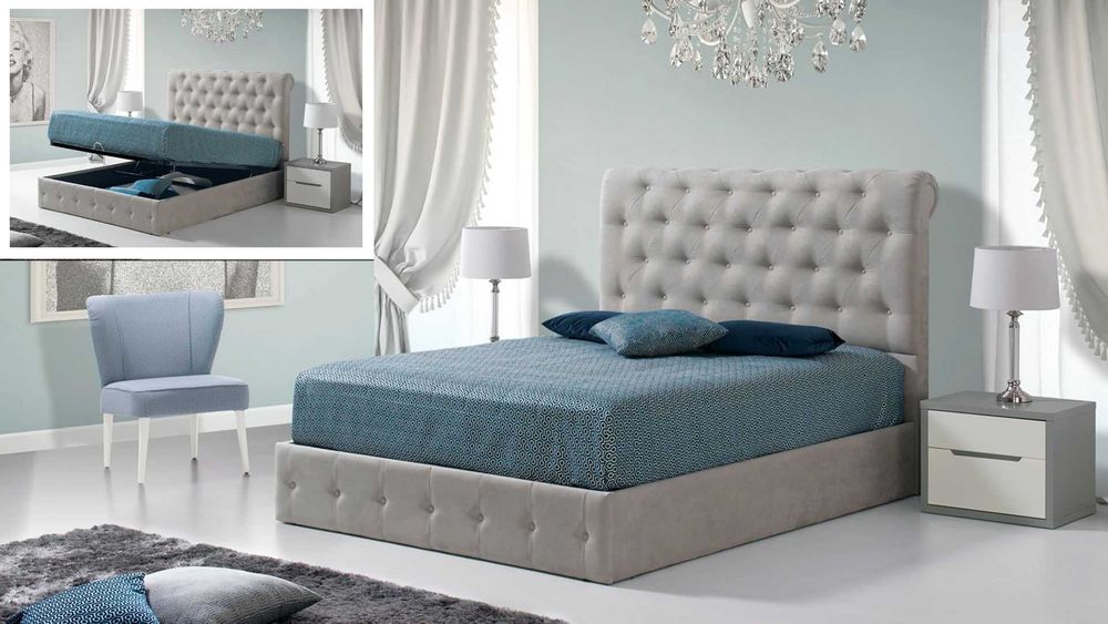 Cama Estofada Cherry 160x200 (baú elevat) + colchão Lusocolchão OFERTA