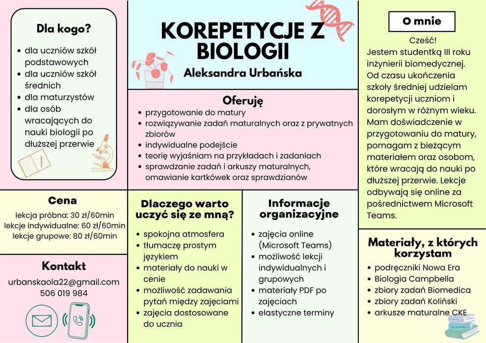 Korepetycje online z biologii - dla każdego!