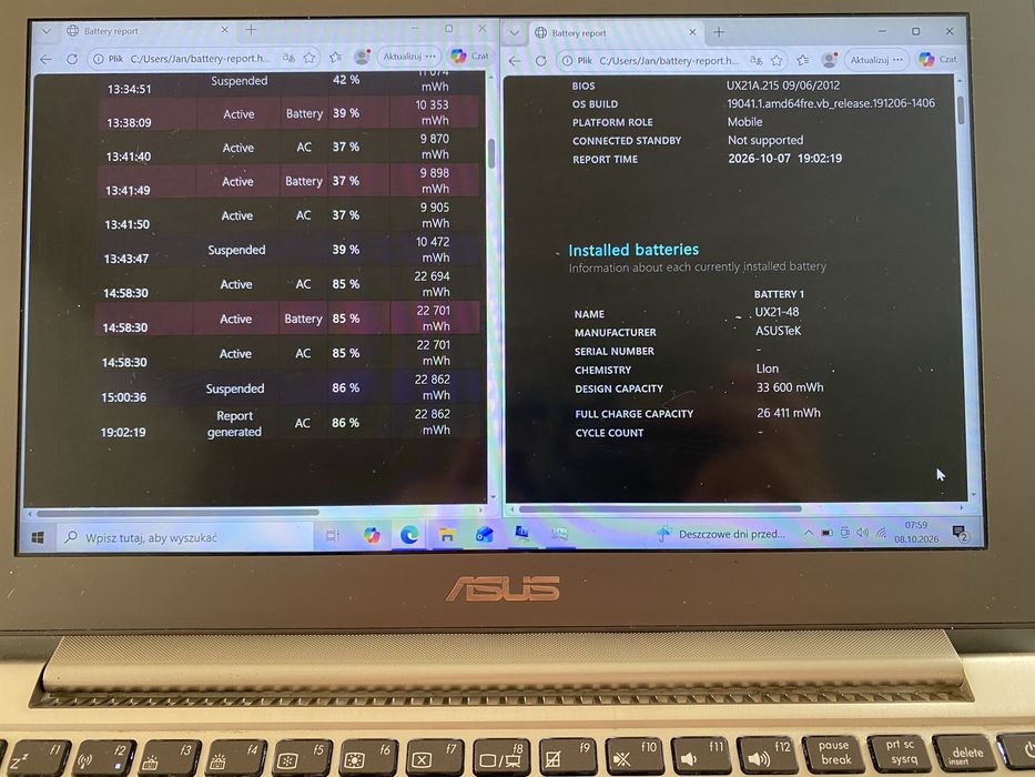 ASUS Zenbook UX21A / i5 / 4GB RAM / SSD 128GB / Sprawny + Etui i Zasilacz