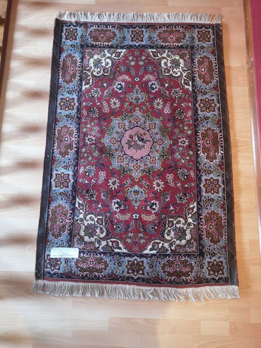 Tabriz dywan, wełna z jedwabiem, sygnowany, rozetowy, antyk