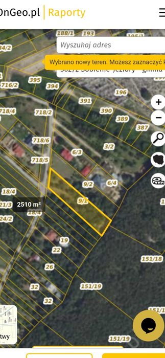 Działka  Sobienie Jeziory 2510m2