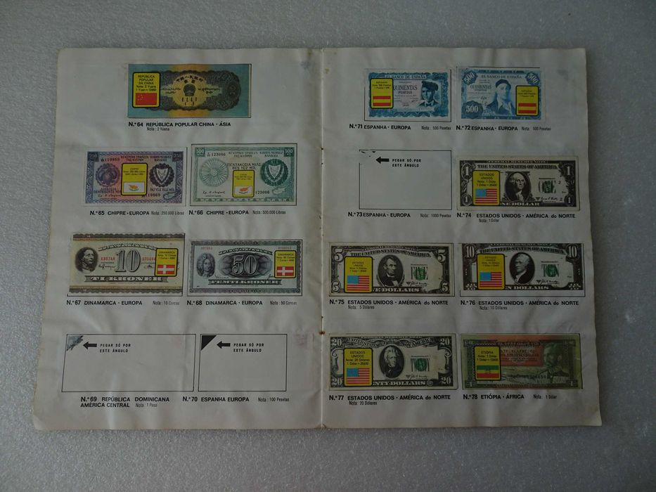 Caderneta de cromos Notas de Banco de Todo o Mundo (faltam 57 cromos)