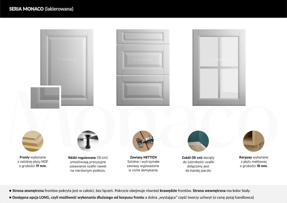DW Kuchnia MONACO meble, szafki kuchenne mat TRANSPORT wycena
