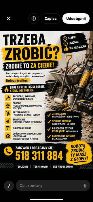 Prace ogrodowe, porządki, drobne remonty