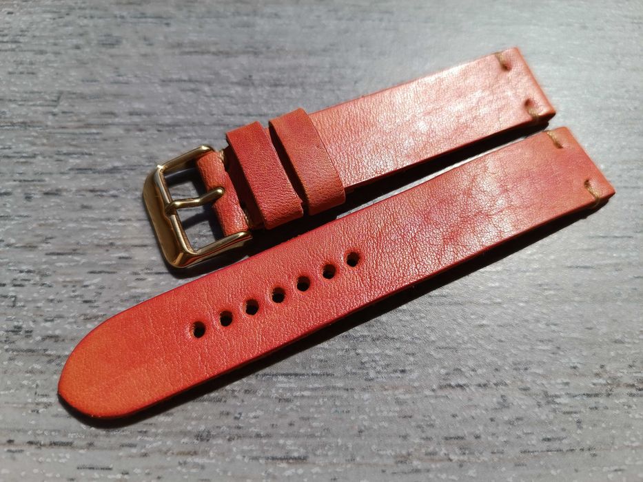 Skórzany pasek zegarka 18 mm łososiowy