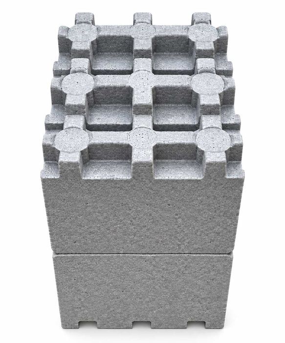 Styroblok bloczki styropianowe ICF neopor do budowy domu basenu szalunek tracony Max 100x40 cm Eps 150 grafit.
