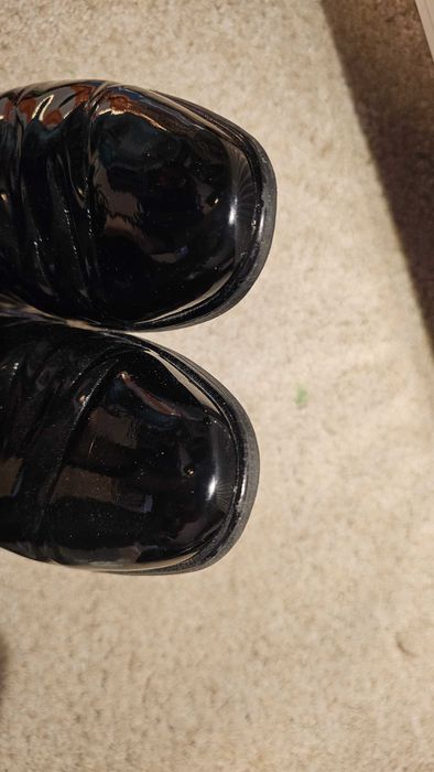 Męskie Lakierki Buty Ślubne Czarne Ryłko 45
