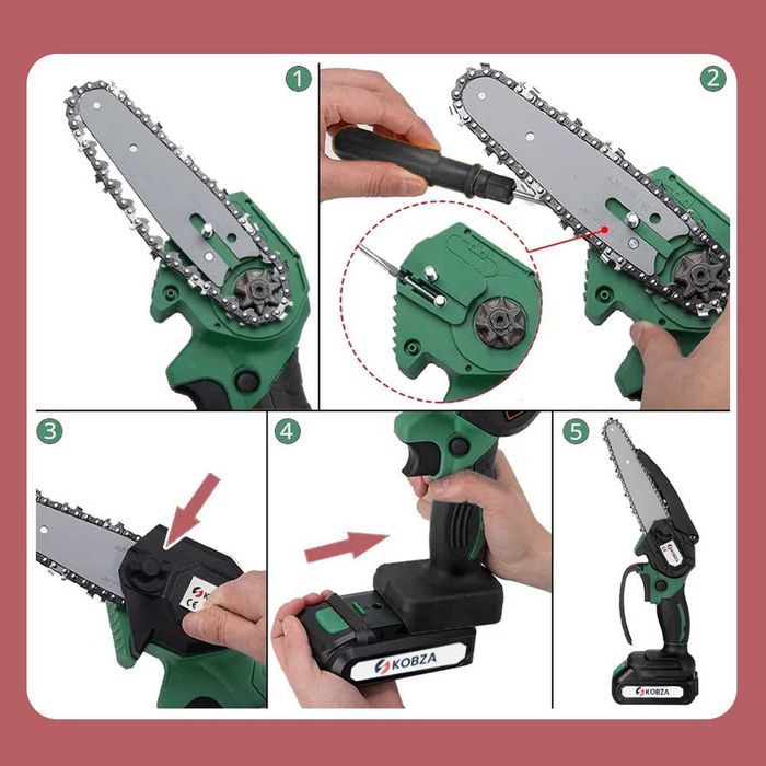 Акумуляторна міні-електропила 21В ChainSaw з двома батареями ланцюгова