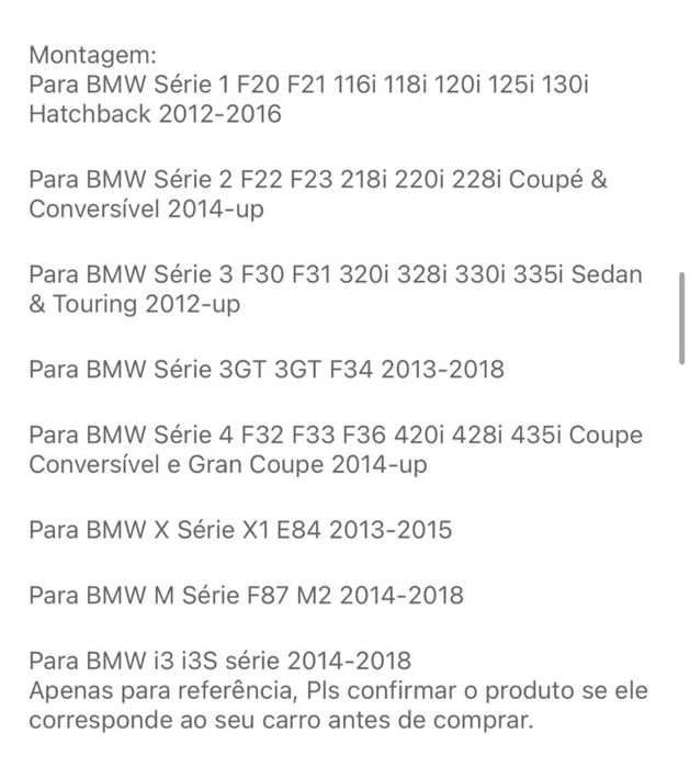 Capas de espelho BMW F20 F21 F22 F23 F30 F31 F32 F33 F36 x1e84 f87 F34