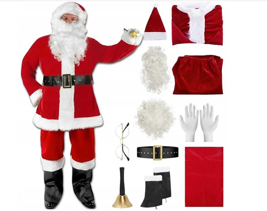 Strój Świętego Mikołaja – nowy komplet, pełny zestaw