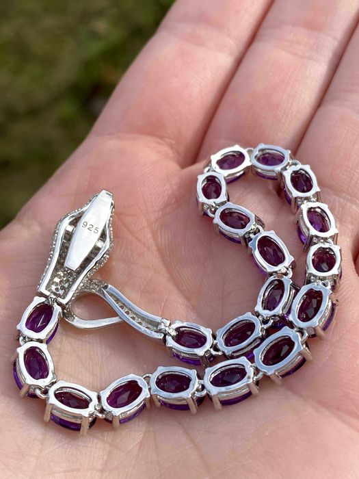 Srebrna bransoletka z naturalnym Ametystem!!!