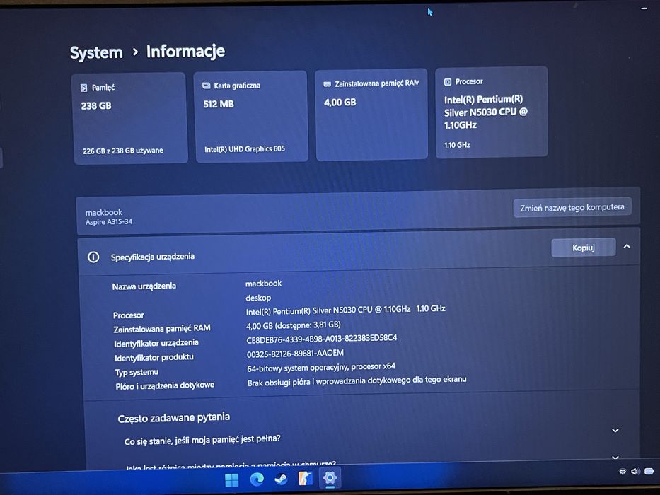 Laptop acer aspire 3