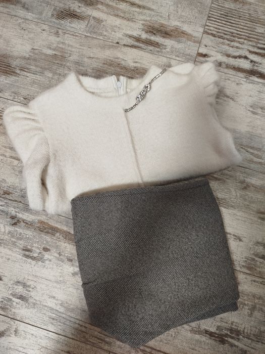 Стильний костюм: м'який джемпер ангора та брюки в ялинку, розмір  134