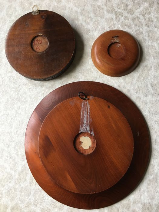 Drewniane ozdobne talerze 3 sztuki