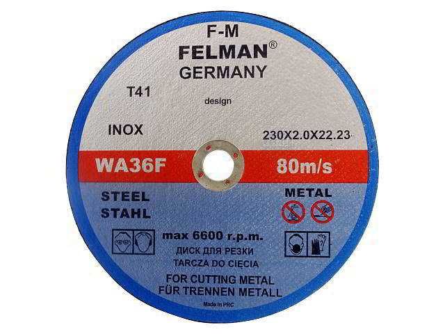 Tarcza tarcze 230x2,0 do cięcia metalu stali FELMAN 230 x 2,0