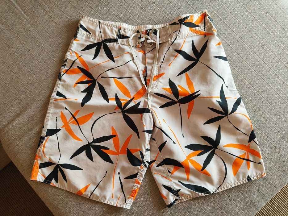 Calções de banho / Bermuda Surf Osklen t42 Folhas pretas e laranja