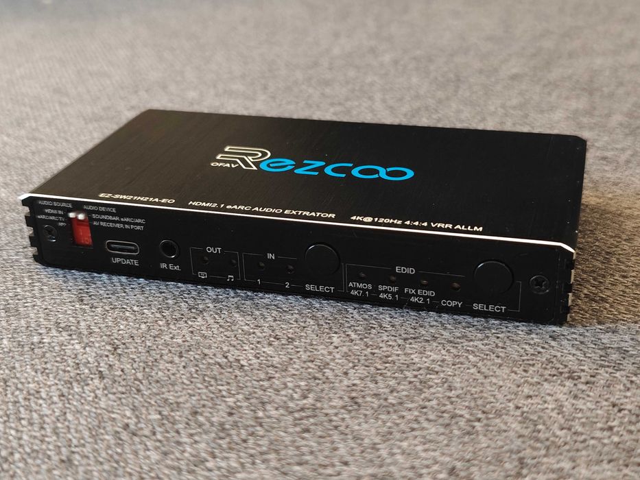 Ekstraktor audio/Switch 2x2 Ezcoo 4K 120Hz HDMI 2.1 eARC VRR ALLM HDCP2.3 ARC HDR10 CEC SPDIF