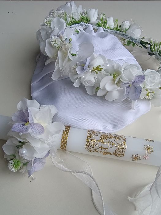 Wianek komunijny biały