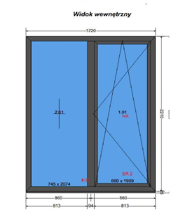 Okno balkonowe 172x220 antracyt zew. NOWE OD RĘKI RC2