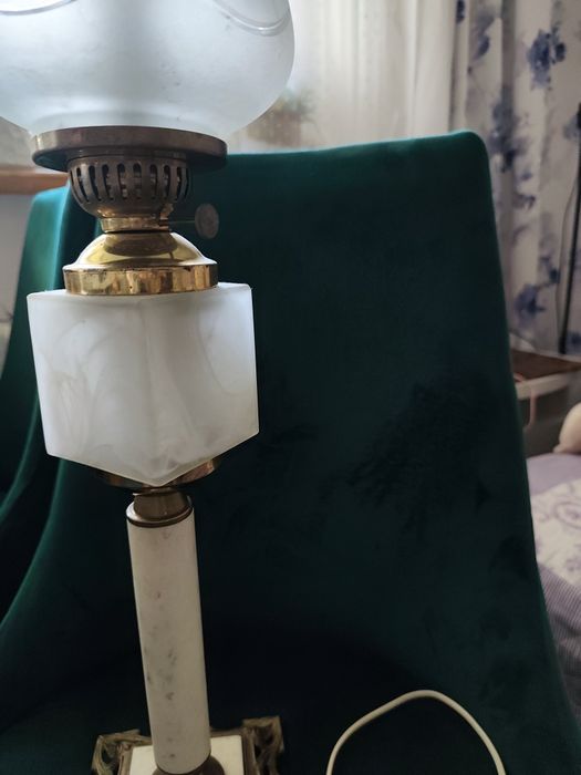 Lampa kolumnowa mosiądz onyks