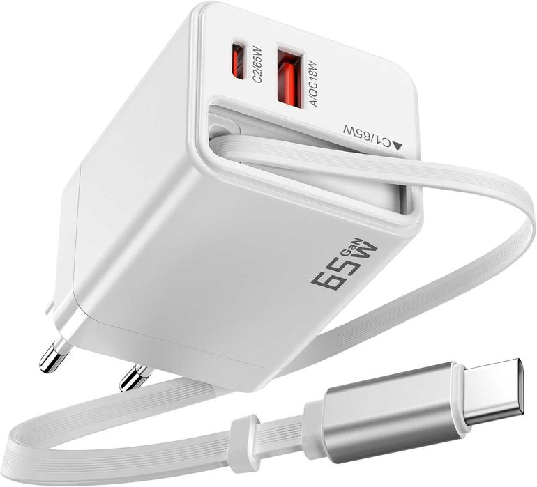 ładowarka USB-C 65 W, 3-portowy zasilacz sieciowy, szybka ładowarka