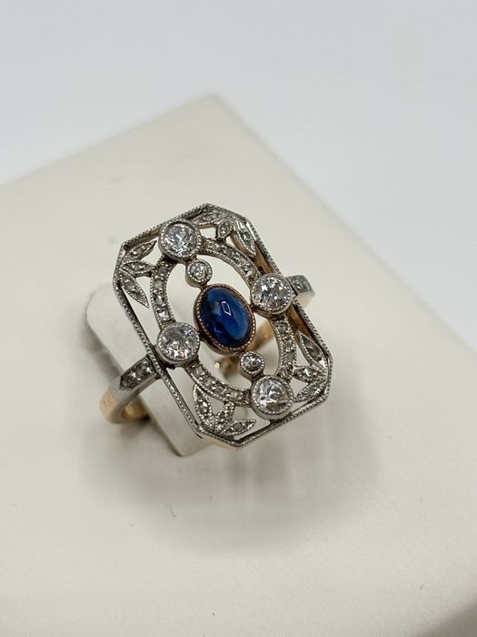 Pierścionek Art Deco złoto i platyna  Diamenty 0,45ct