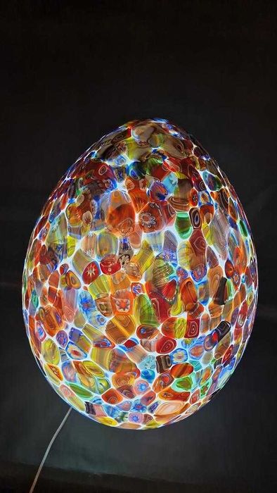 Grande Candeeiro de Mesa em Vidro Opalino Murano Século XXI Itália