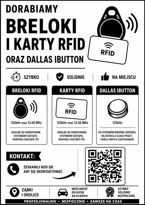 Brelok, pestka, klucz RFID.