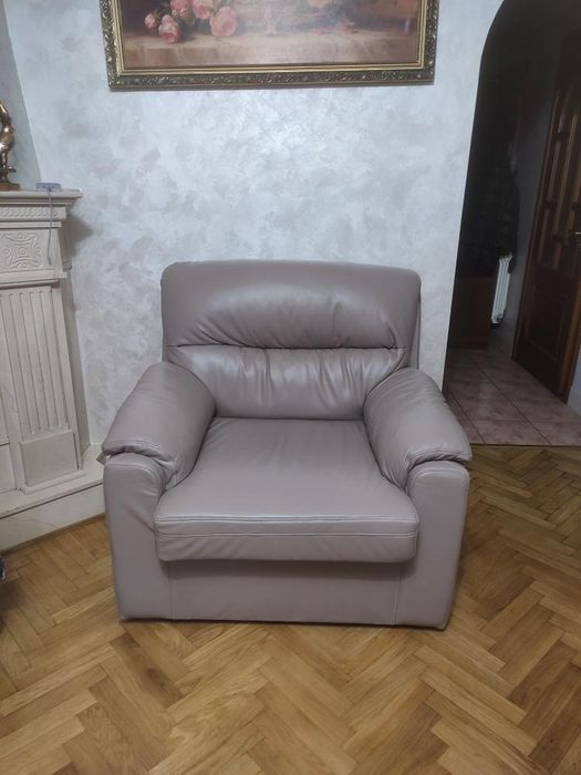 Шкіряний диван і крісло