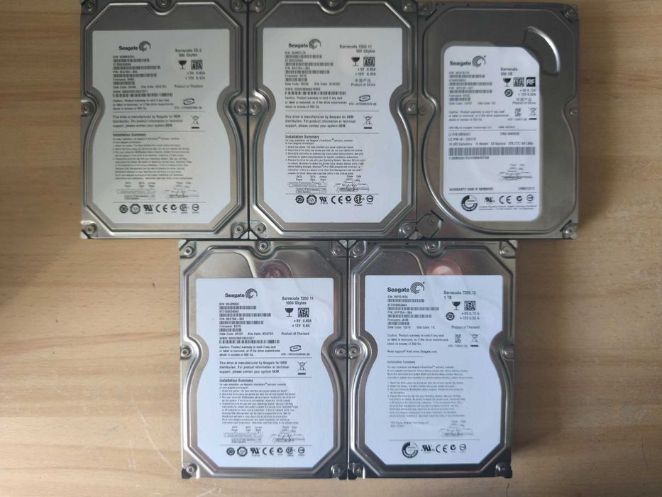 Dyski 3,5TB (2x1TB 3x500GB) SATA HDD Seagate