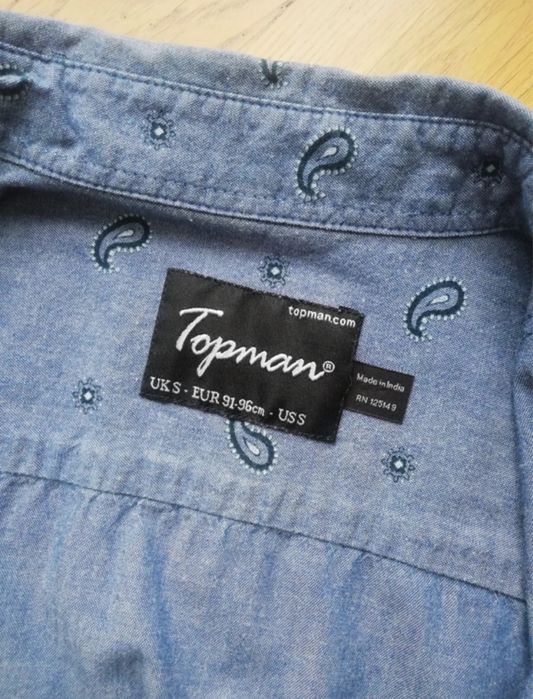 Niebieska koszula męska we wzorki 100% bawełna