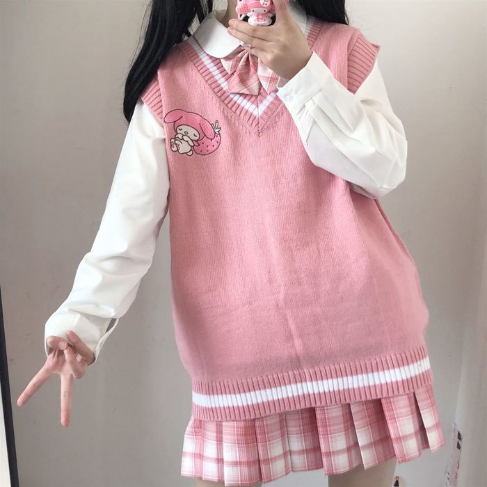 Damski Sweter Kamizelka Uczennicy ANIME Motyw My Melody - L