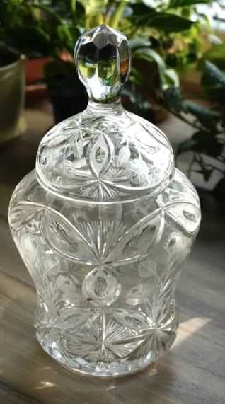 Bardzo duza waza krysztalowa bomboniera szkło prl wielka