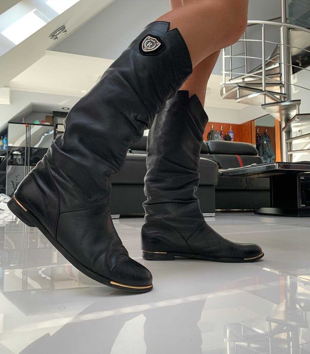 Сапоги весна-осень б/у, кожа.