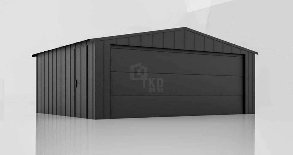 Garaż blaszany 5x4 brama segmentowa drzwi blacha na rąbek dach TKD376