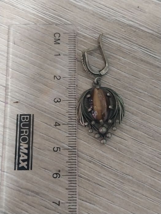 Серьги и кольцо камень Тигровый глаз