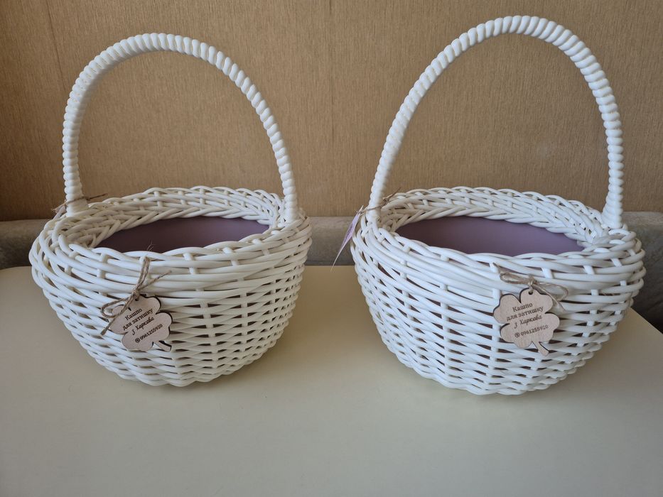 Кошик білий з ротангу кашпо