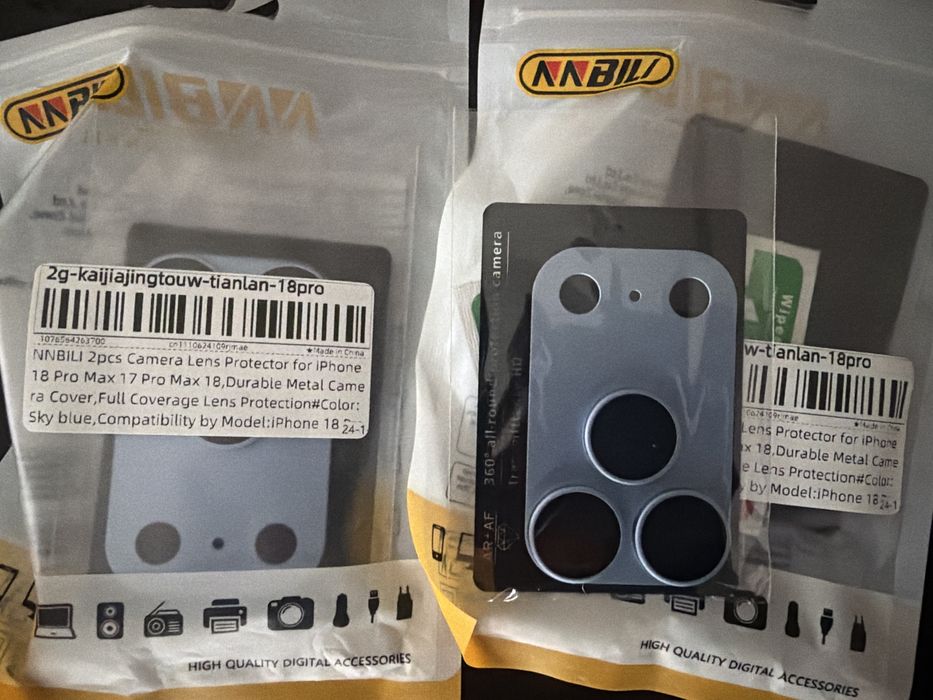 Metalowa osłona aparatu iPhone 18 Pro / 17 pro– Glacier Blue – 4 sztuki