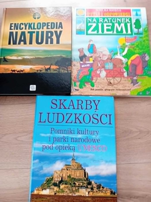 Zestaw książek  Encyklopedia Natury ,Na ratunek ziemi ,Skarby ludzkości