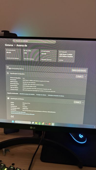 Setup gaming completo: Ryzen 5/ 16GB RAM/ Monitor 75HZ/ Periféricos