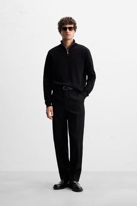 Чоловіча 1/3 zip кофта Zara, вовняний светр із блискавкою на комірі