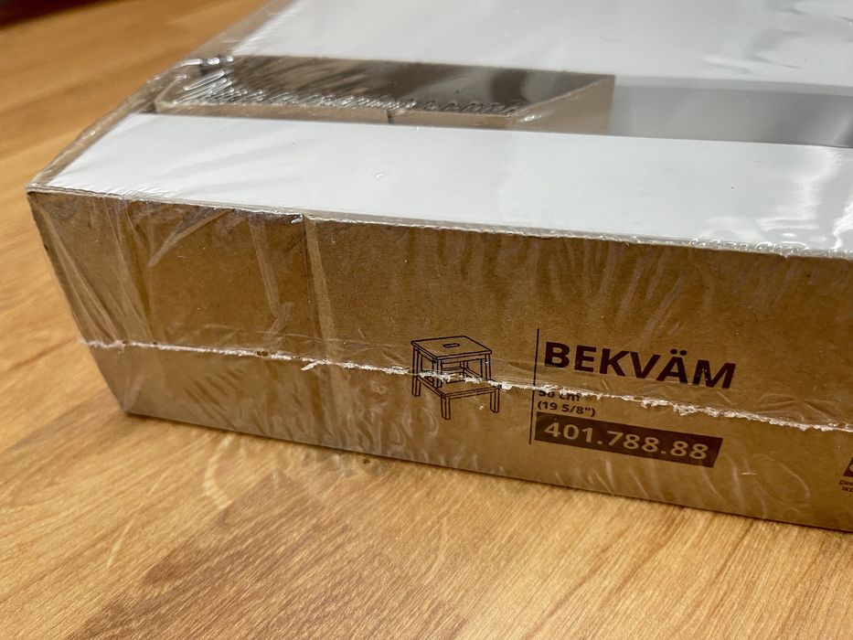 Ikea BEKVÄM taboret ze schodkiem biały 50 cm praktyczny drewno Sweden