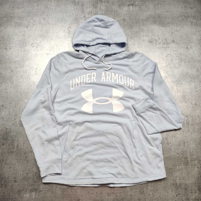 MĘSKA Bluza z Kapturem PREMIUM Błękitna Duże Logo Under Armour Active