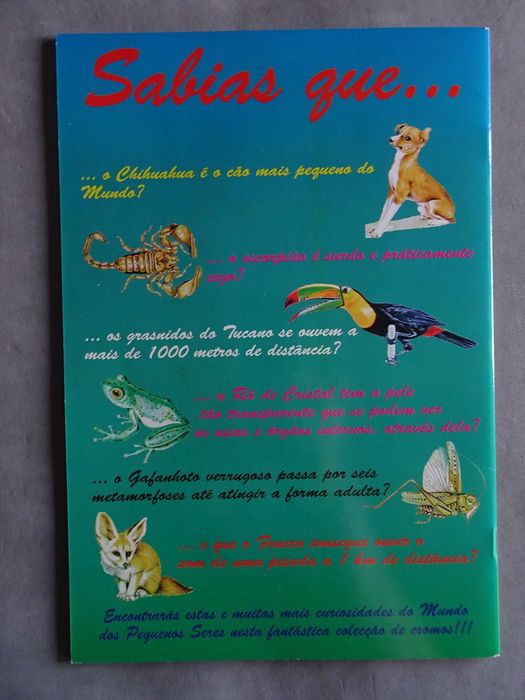 Caderneta de cromos O Mundo Maravilhoso dos Pequenos Seres (tem 38)