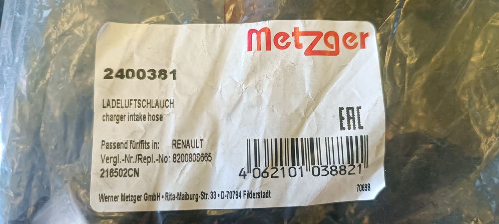 2400381 METZGER Воздушный патрубок